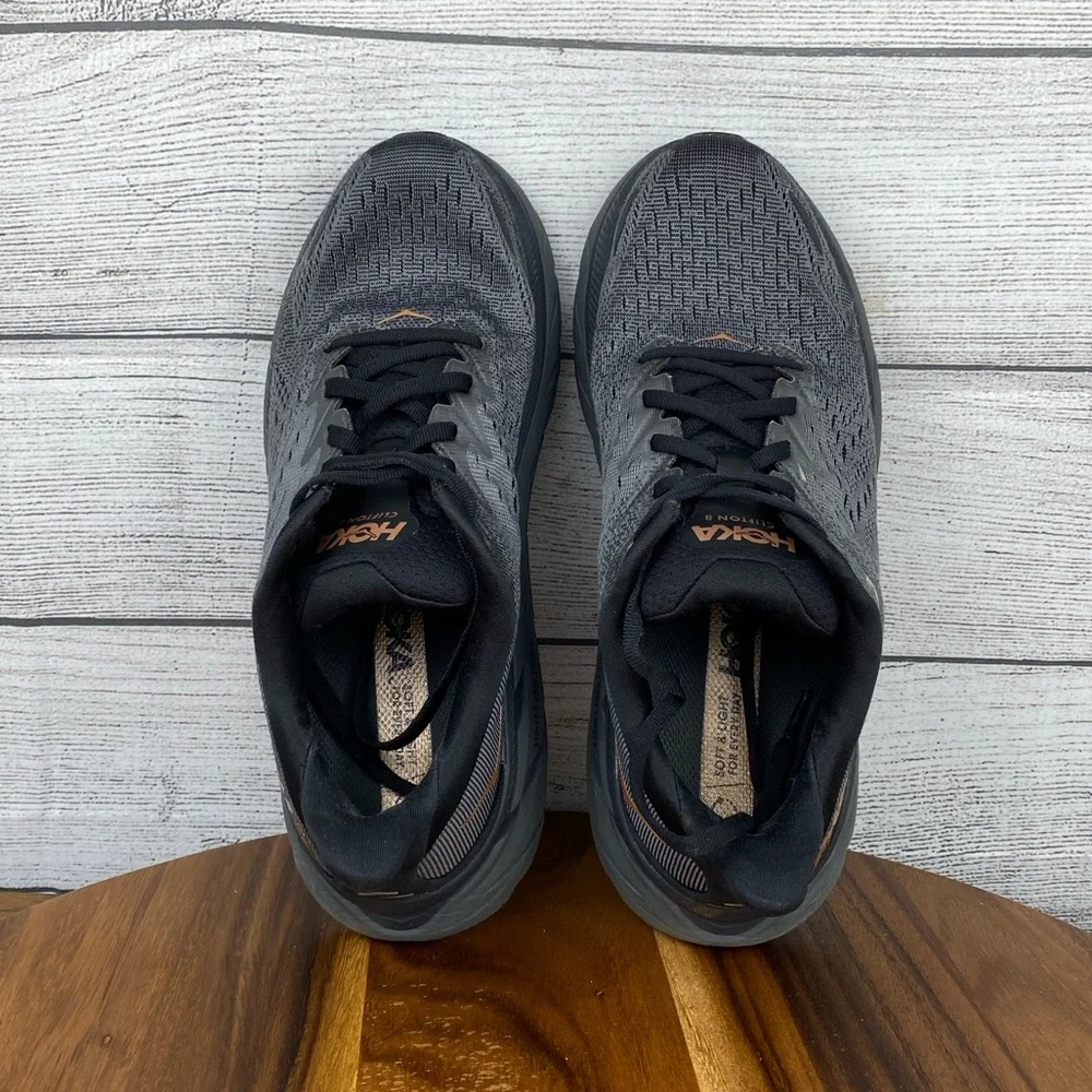 Hoka One One Clifton 8 Anthracite Copper Running Shoe Women’s Sneaker Size 8